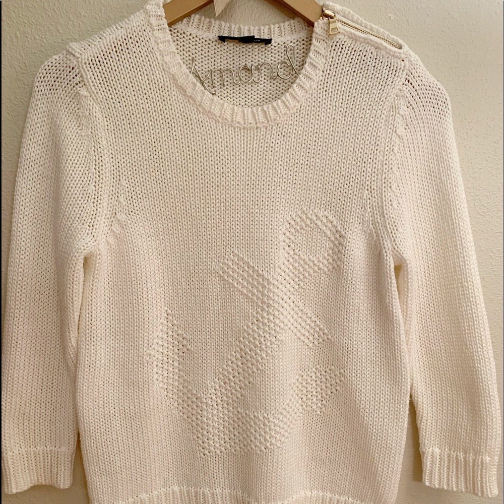 Ann Taylor white knit sweater with anchor